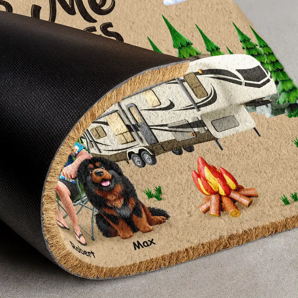 Camping You & Me And The Dogs - Personalized Coconut Doormat