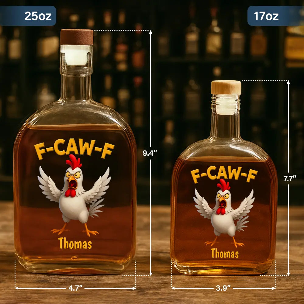 Funny Chicken F-Caw-F - Personalized Whiskey Bottle