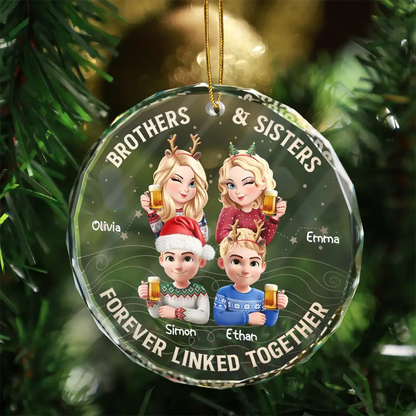 Brothers & Sisters Forever Linked Together - Personalized Circle Acrylic Ornament