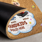 Faux Embroidery Effect Spoiled Grandkids Live Here - Personalized Coconut Doormat