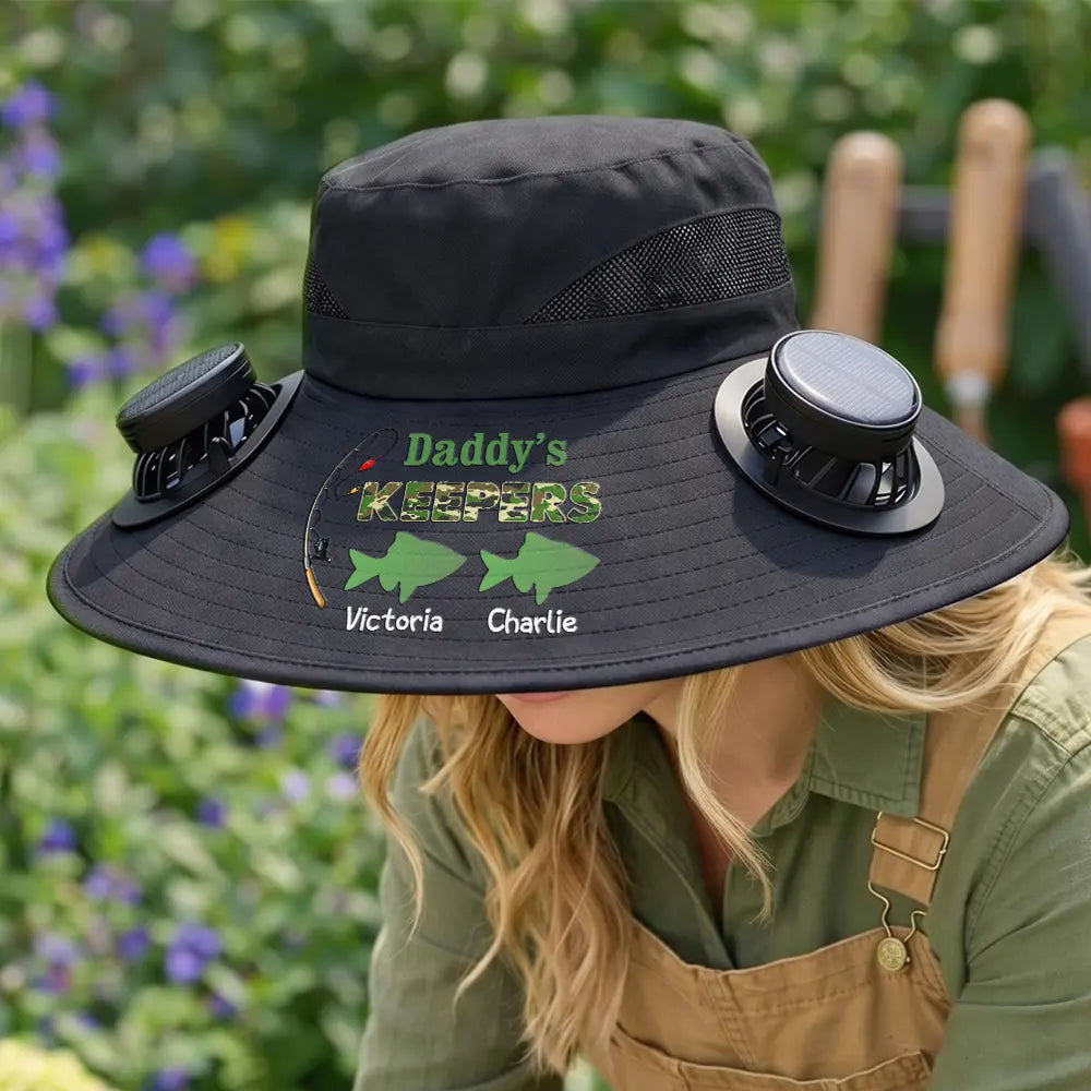 Grandpa's Keepers Camouflage Pattern - Personalized Solar Fan Hat