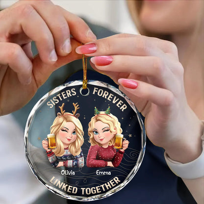 Brothers & Sisters Forever Linked Together - Personalized Circle Acrylic Ornament