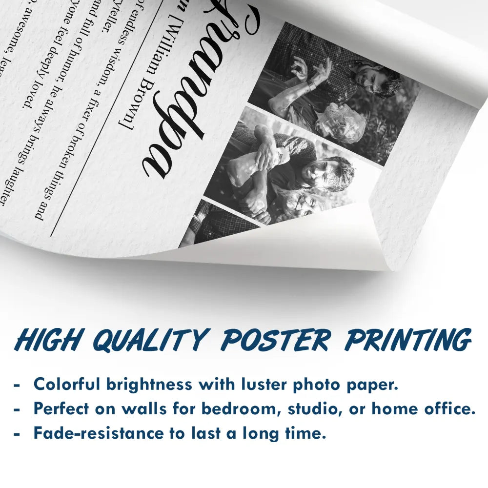 Custom Photo Mom Dad Grandma Grandpa Definition - Personalized Poster