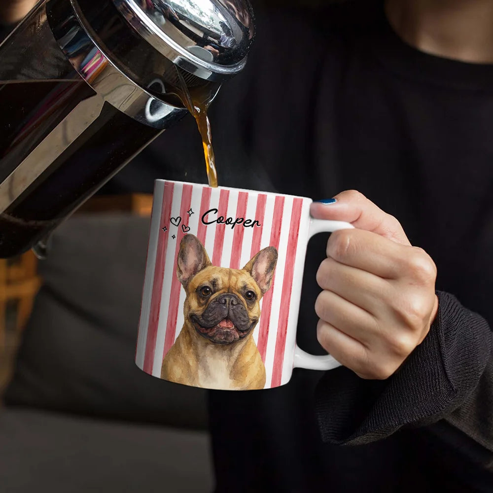 Custom Photo Realistic Watercolor Art Dog Cat Stripe Colors - Personalized White Edge-to-Edge Mug