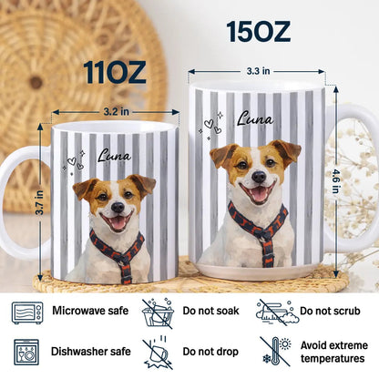 Custom Photo Realistic Watercolor Art Dog Cat Stripe Colors - Personalized White Edge-to-Edge Mug