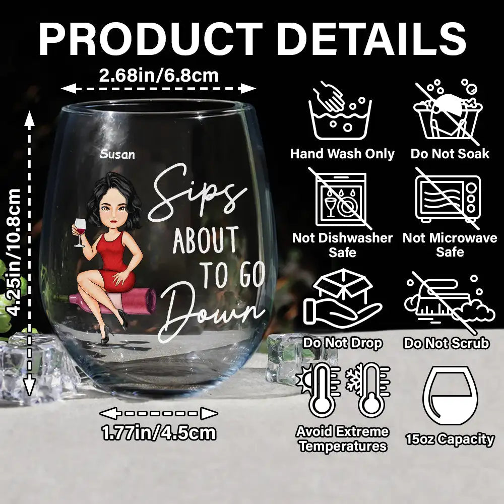 Corks Are For Quitters Cartoon Slay Girl - Personalized Stemless Wine Glass