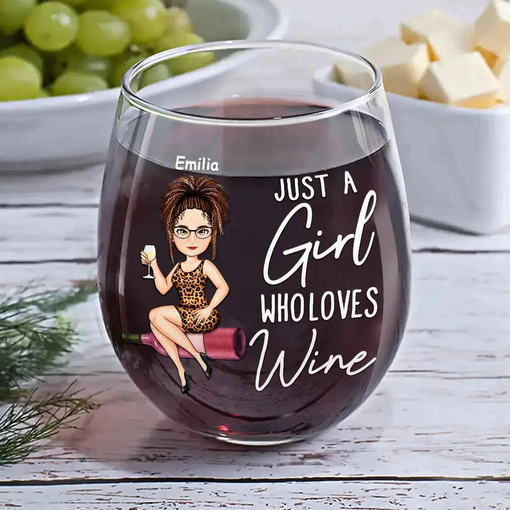 Corks Are For Quitters Cartoon Slay Girl - Personalized Stemless Wine Glass