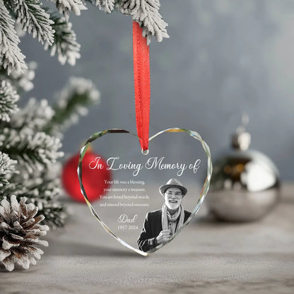 Custom Photo Memorial Ornament, Dad Mom Remembrance Christmas Ornament, Memorial Day Heart Acrylic Ornament, Mom Loss, Loss of Father Gift