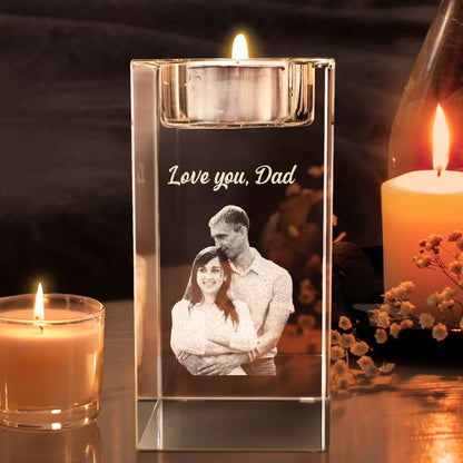 Custom Photo Loving Family Siblings Besties - Personalized Crystal Candle Holder