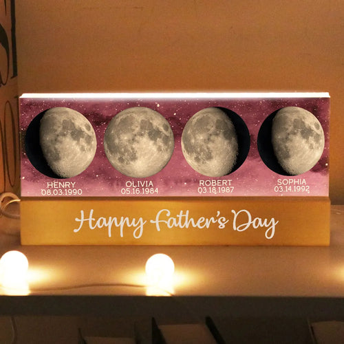 Custom Birth Moon Phase The Day You Become My Dad Mom Personalized Acrylic Block LED Night Light (AU, UK)