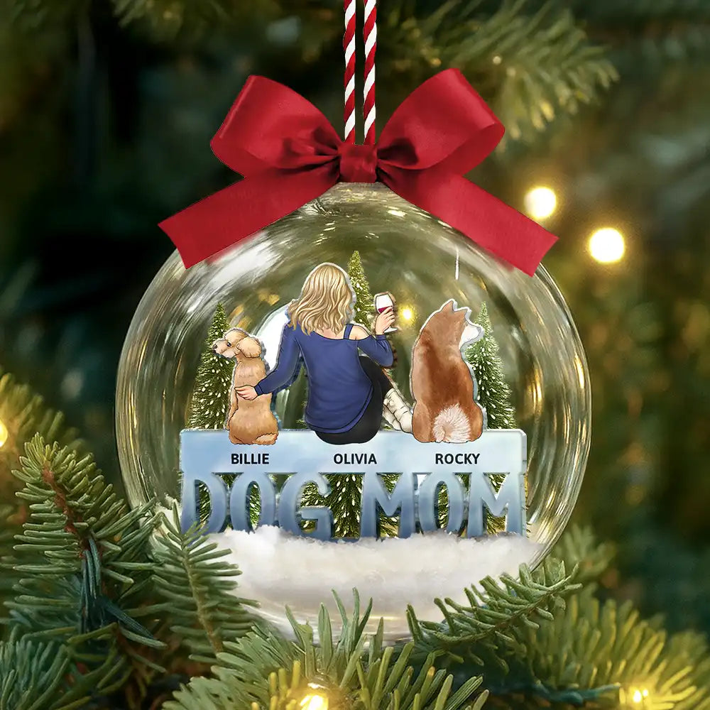 Dog Mom Dog Dad - Personalized 3D Acrylic Ball Ornament