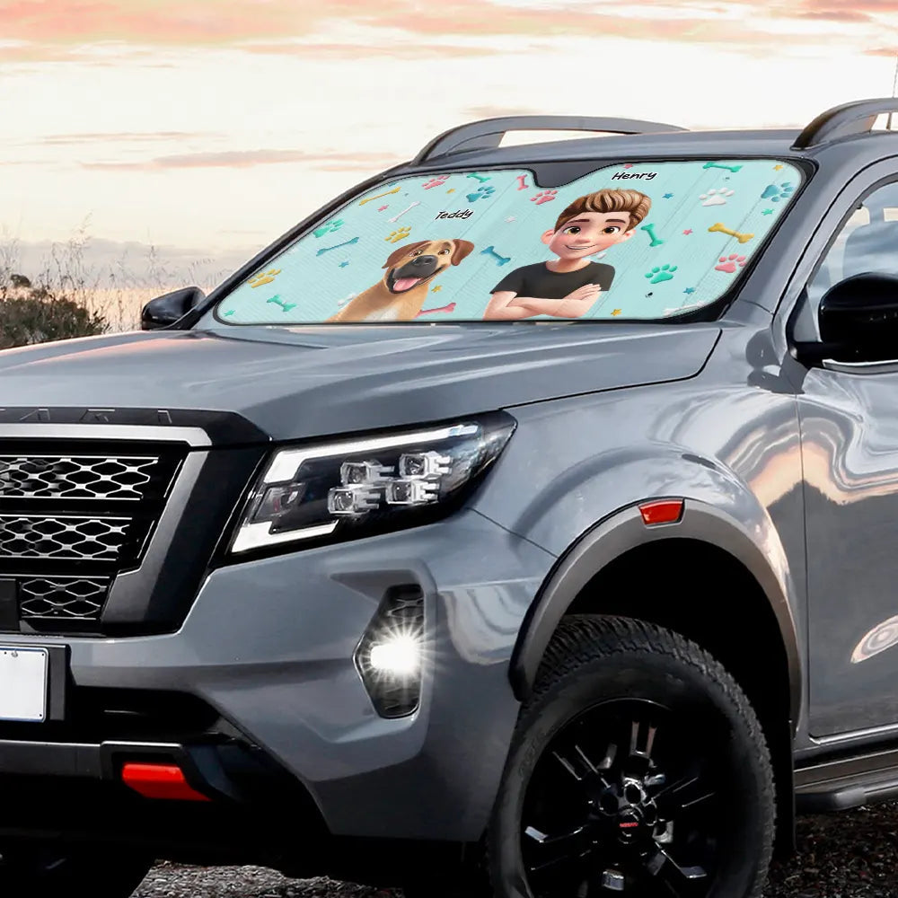 My Pet And I Are On Our Way - Personalized Auto Sunshade