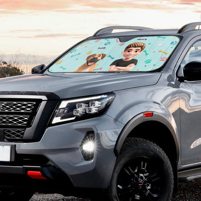 My Pet And I Are On Our Way - Personalized Auto Sunshade