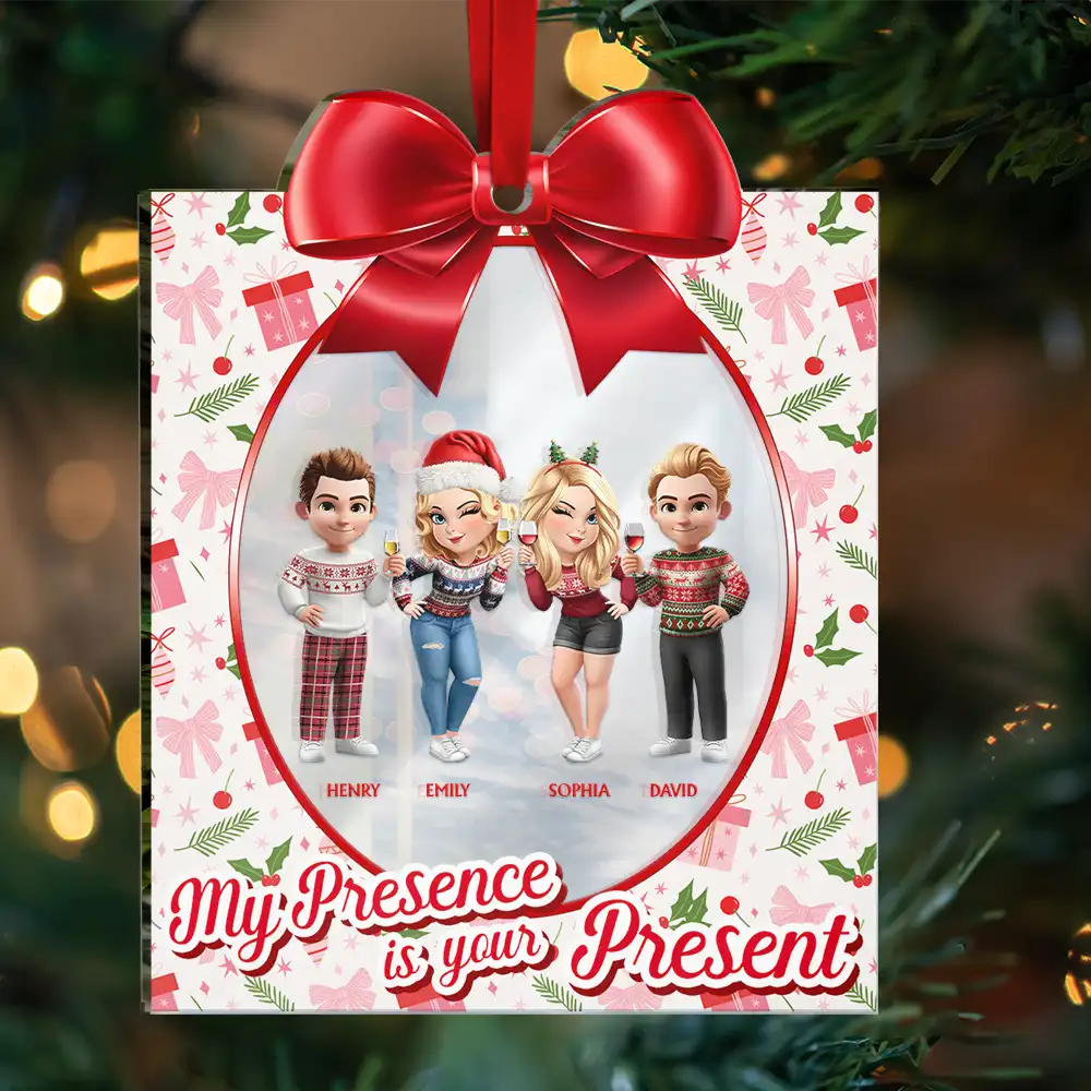 Sisters Besties My Presence Is Your Present - Personalized Custom Shaped Mirror Ornament