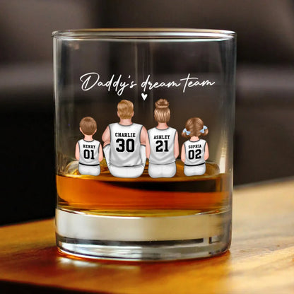 Basketball Daddy's Dream Team Personalized Wine Glass, Father's Day Gift for Basketball Dads