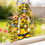Grandma Grandkids Gnome Sunflower - Personalized Suncatcher - Gift For Grandma