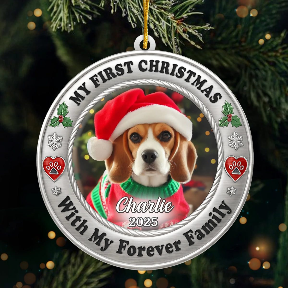 Custom Photo Acrylic Ornament - Personalized Christmas Birthday Gifts For Dog Cat Lovers, Dog Dad And Mom, Cat Owners - Furever Family