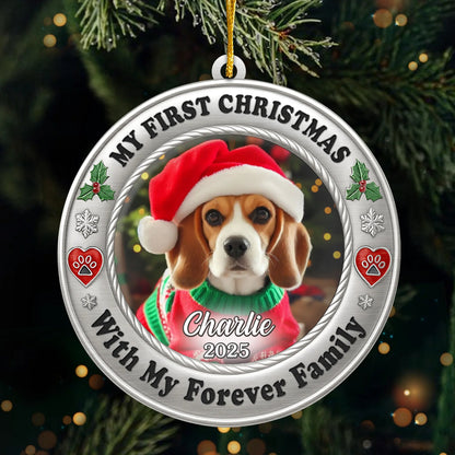 Custom Photo Acrylic Ornament - Personalized Christmas Birthday Gifts For Dog Cat Lovers, Dog Dad And Mom, Cat Owners - Furever Family