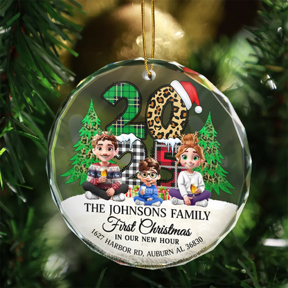 First Christmas In Our New Home Family Version - Personalized Circle Acrylic Ornament