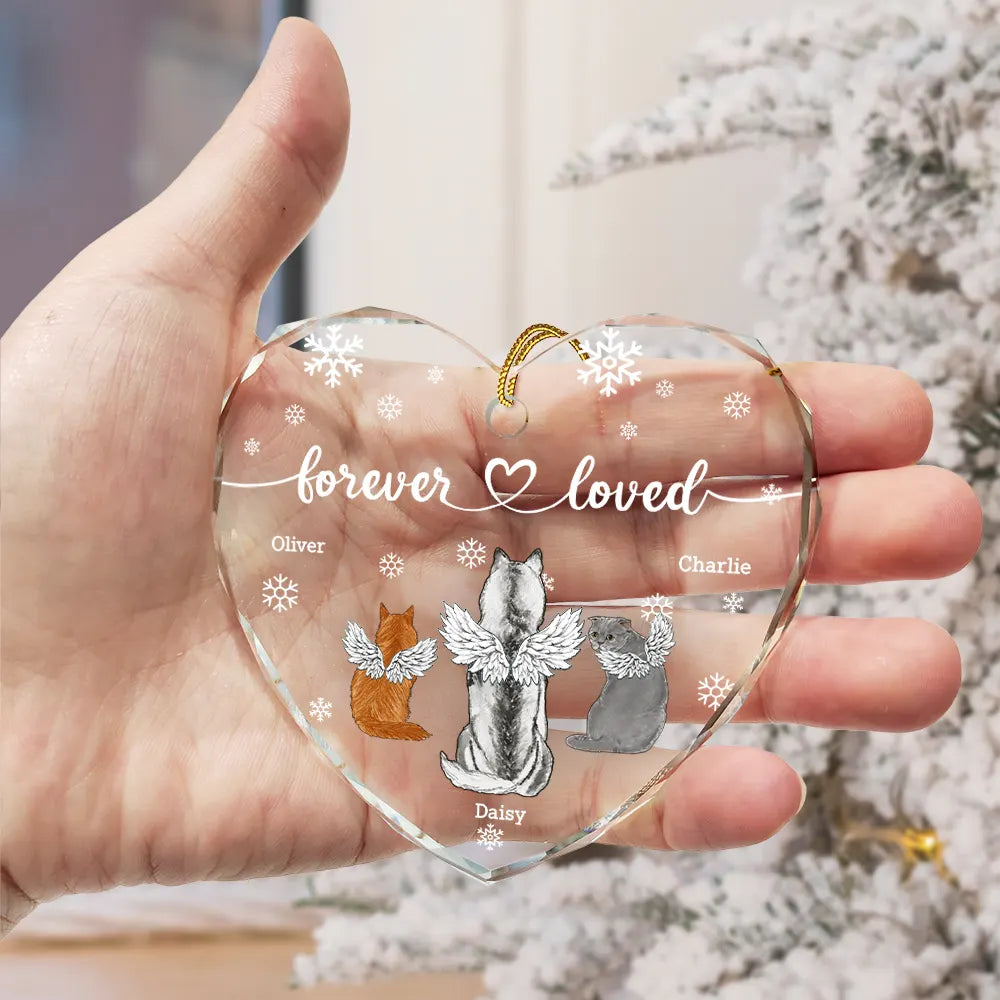 Forever Loved Memorial Dog Cat - Personalized Heart Shaped Acrylic Ornament