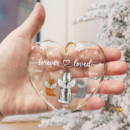 Forever Loved Memorial Dog Cat - Personalized Heart Shaped Acrylic Ornament