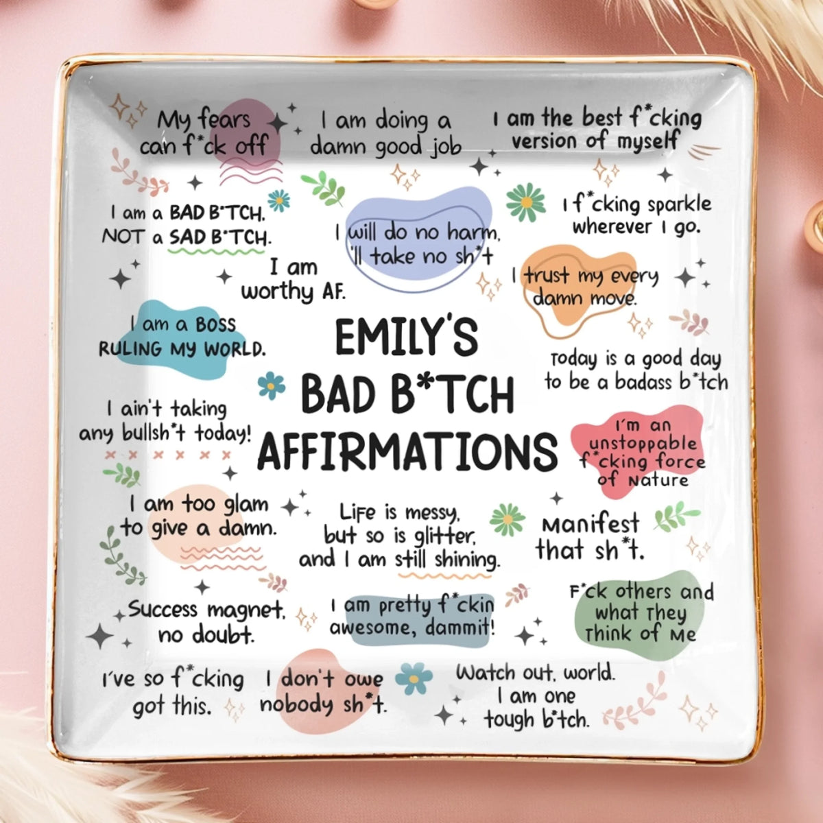 Custom Full-Print Jewelry Dish - Personalized Best Friend Birthday Gifts For Women, Besties, Sisters, BFF, Yourself - I Glow On My Own