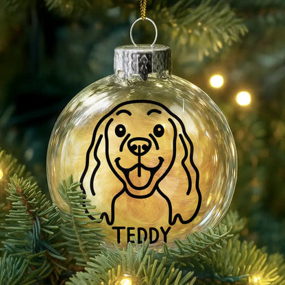 Dog Line Sketch Face Custom Name - Personalized Fillable Clear Ball Ornament