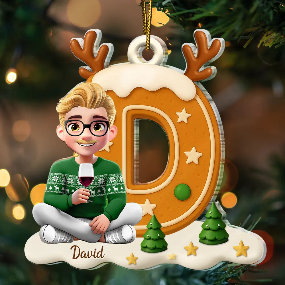 Gingerbread Letter Family Kids Keepsake - Personalized Custom Shaped Acrylic Ornament