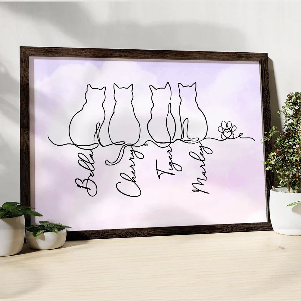 Adorable Cat Line - Personalized Poster