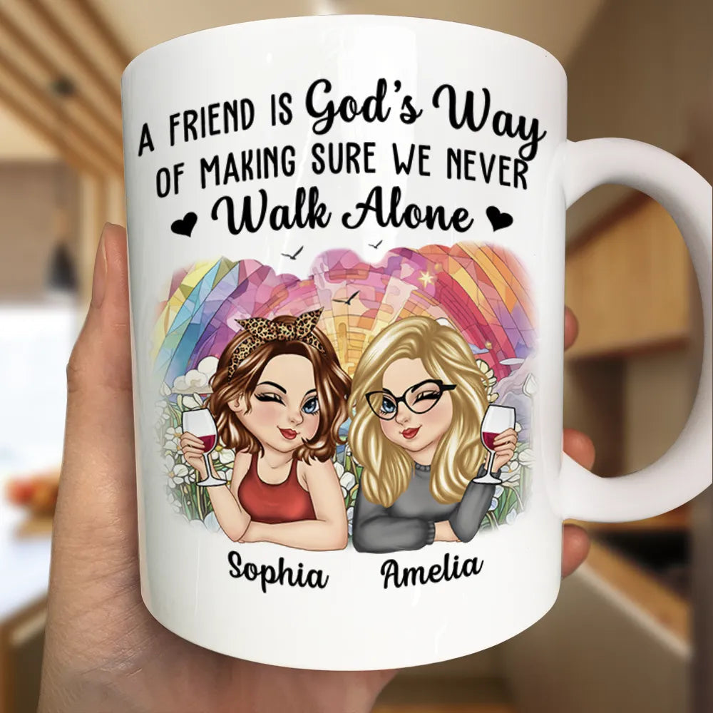 A Friend Is God's Way Besties - Personalized Mug
