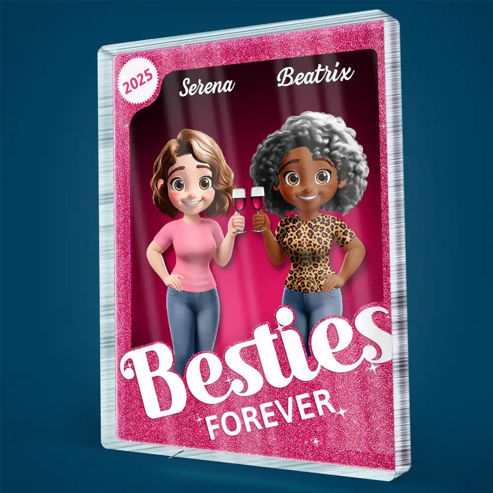 Besties Forever 3D Effect Toy Box - Personalized Custom Shaped Acrylic Plaque