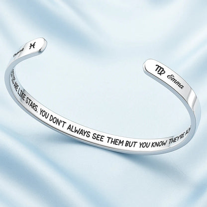 Zodiac Signs Friends Are Like Stars - Personalized Bangle Bracelet Cuff