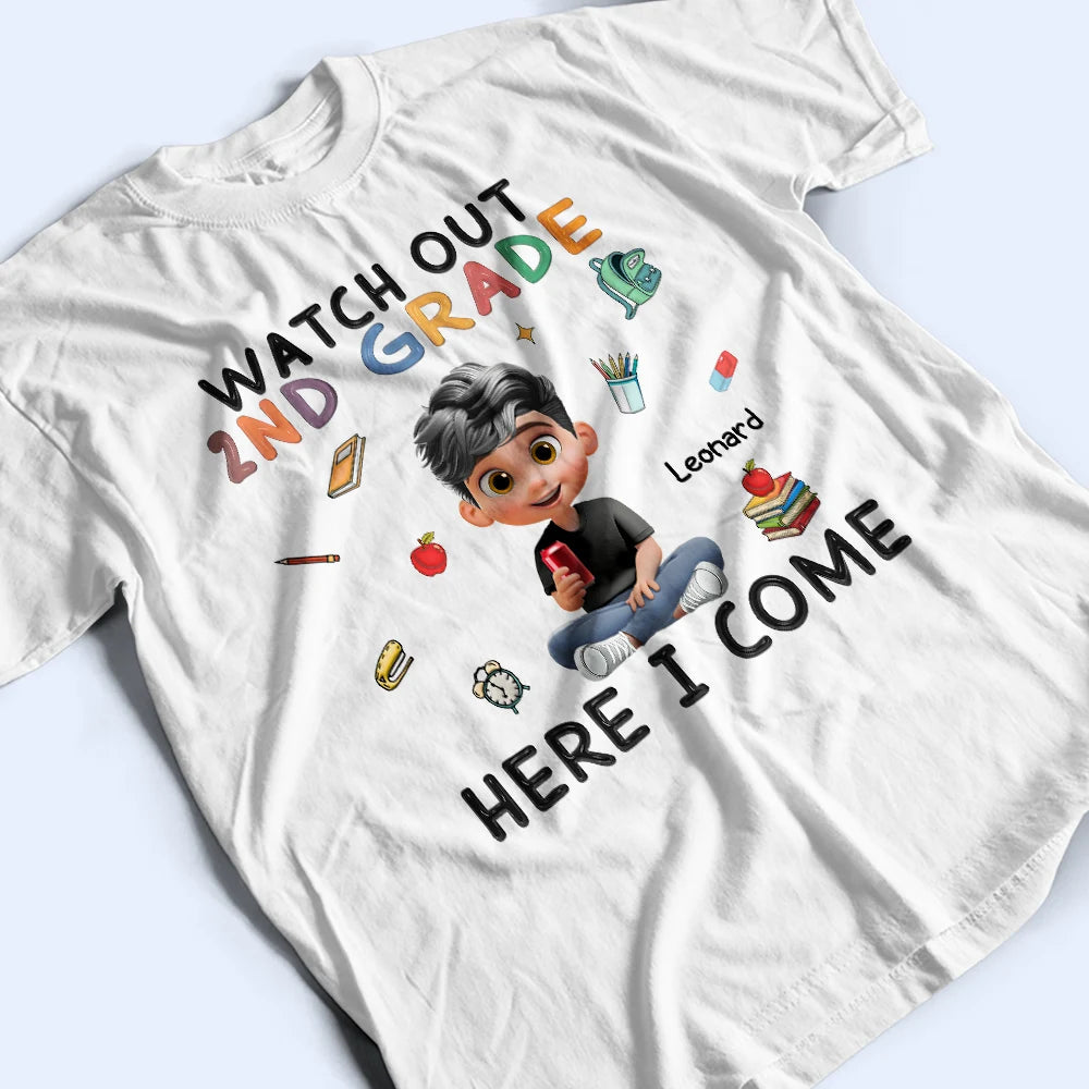 Watch Out Kindergarten Here I Come Sitting Kid - Personalized T Shirt