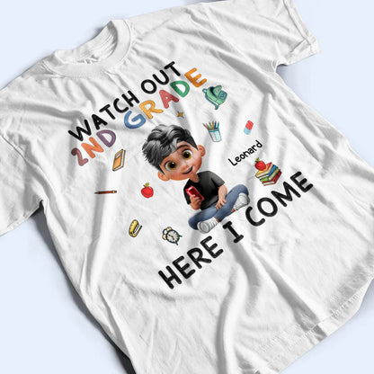 Watch Out Kindergarten Here I Come Sitting Kid - Personalized T Shirt