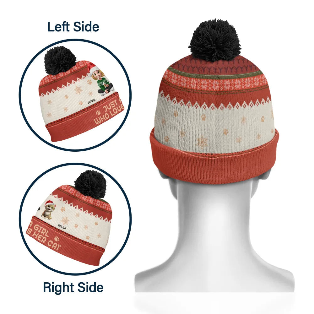 Just A Girl Who Loves Her Dog - Personalized Bobble Beanie Hat