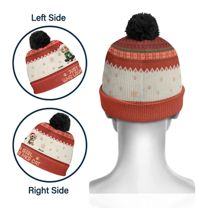 Just A Girl Who Loves Her Dog - Personalized Bobble Beanie Hat