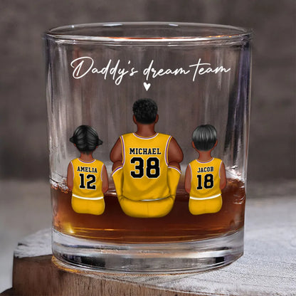 Basketball Daddy's Dream Team Personalized Wine Glass, Father's Day Gift for Basketball Dads