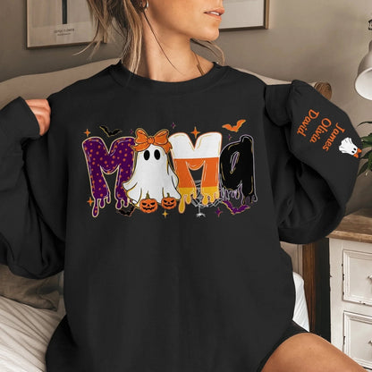 Custom Unisex Sweatshirt, Hoodie With Design On Sleeve - Personalized Halloween Birthday Gifts For Mom, Grandma - Spooky Nights With Family Bonds