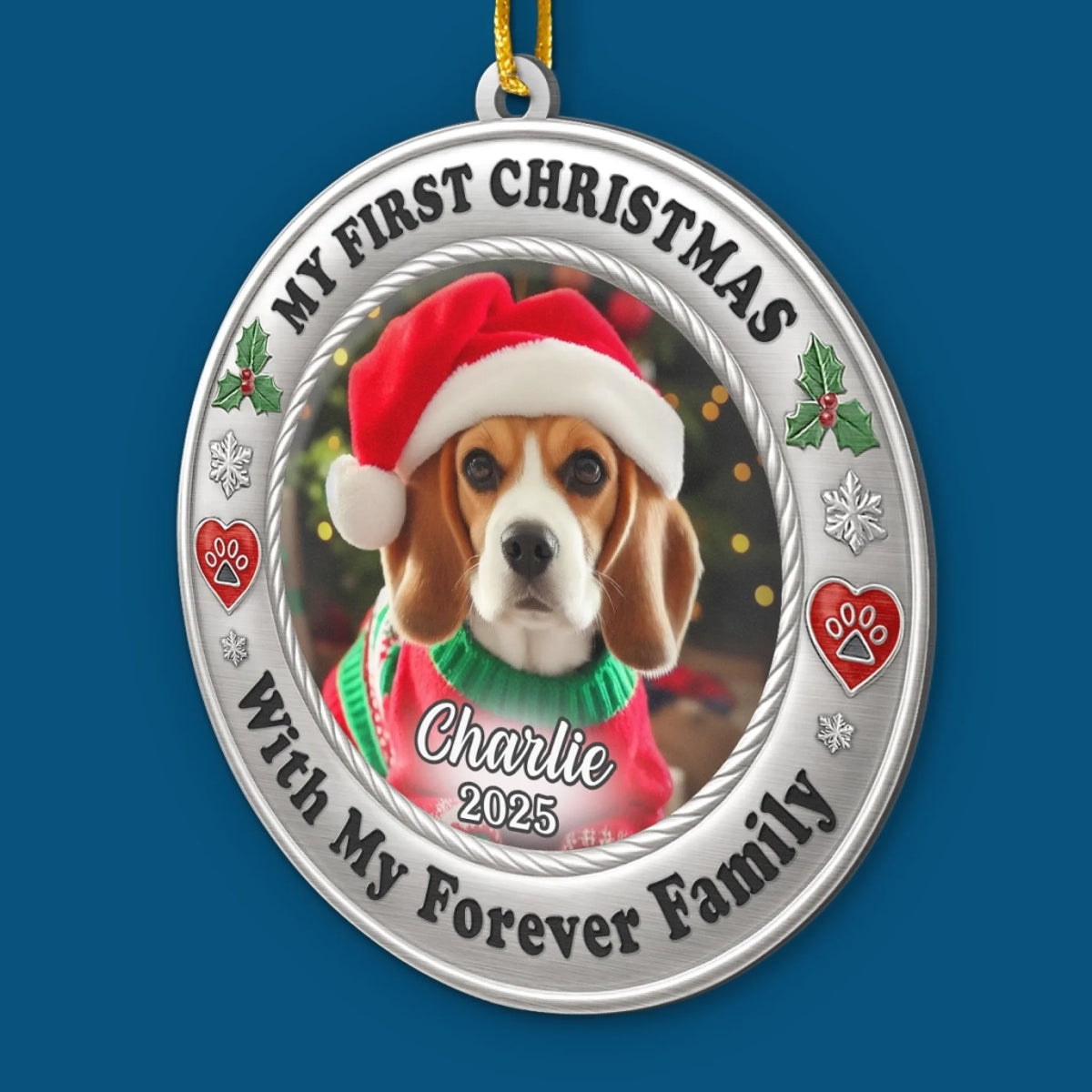 Custom Photo Acrylic Ornament - Personalized Christmas Birthday Gifts For Dog Cat Lovers, Dog Dad And Mom, Cat Owners - Furever Family