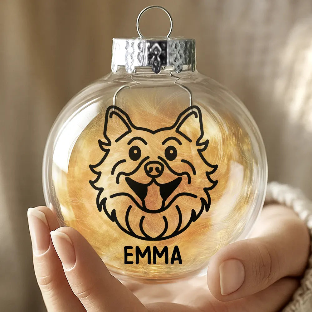 Dog Line Sketch Face Custom Name - Personalized Fillable Clear Ball Ornament