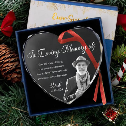 Custom Photo Memorial Ornament, Dad Mom Remembrance Christmas Ornament, Memorial Day Heart Acrylic Ornament, Mom Loss, Loss of Father Gift