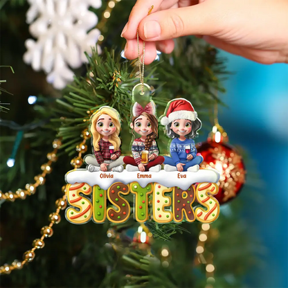 Bestie Sister Cake Cookie Tree - Personalized Custom Shaped Acrylic Ornament