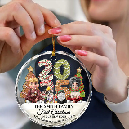 First Christmas In Our New Home Family Version - Personalized Circle Acrylic Ornament