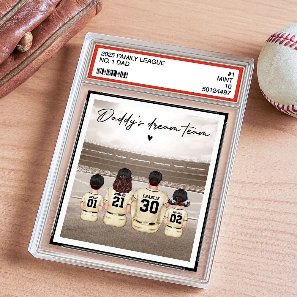 No. 1 Dad Retro Vintage Baseball Trading Card Style Personalized Acrylic Block Plaque, Gift For Dad