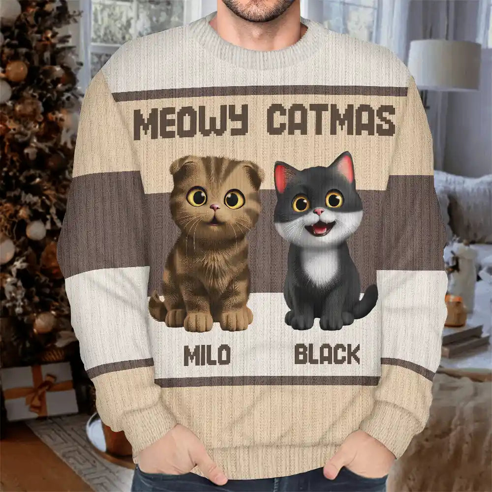 Best Cat Mom Ever Funny 3D Cute Cats - Personalized Unisex Ugly Sweater