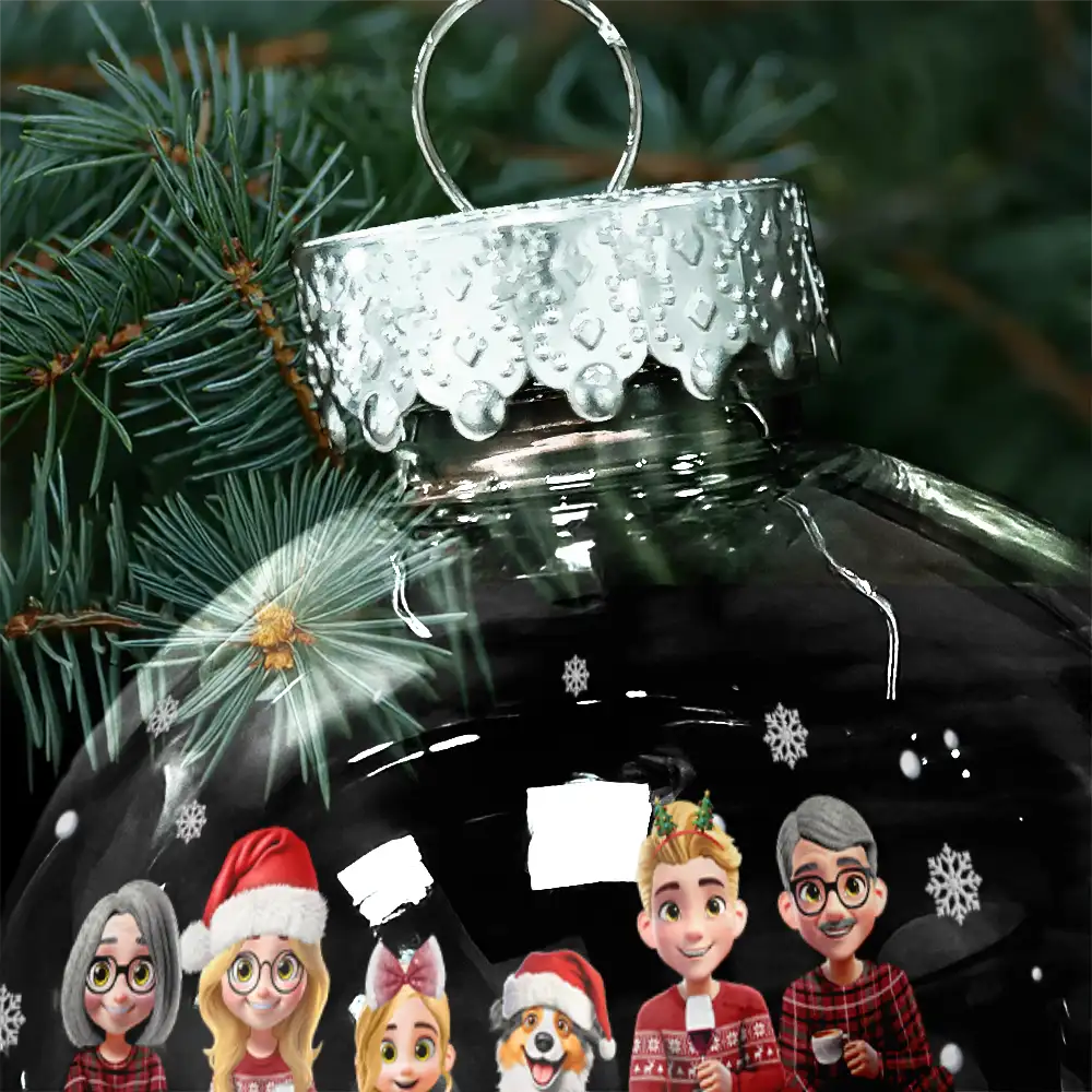 Christmas Family Gingerbread 3D Effect - Personalized Ball Ornament