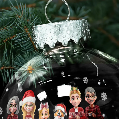 Christmas Family Gingerbread 3D Effect - Personalized Ball Ornament
