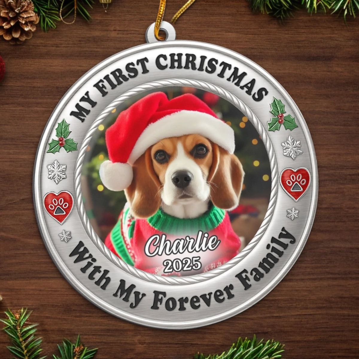 Custom Photo Acrylic Ornament - Personalized Christmas Birthday Gifts For Dog Cat Lovers, Dog Dad And Mom, Cat Owners - Furever Family