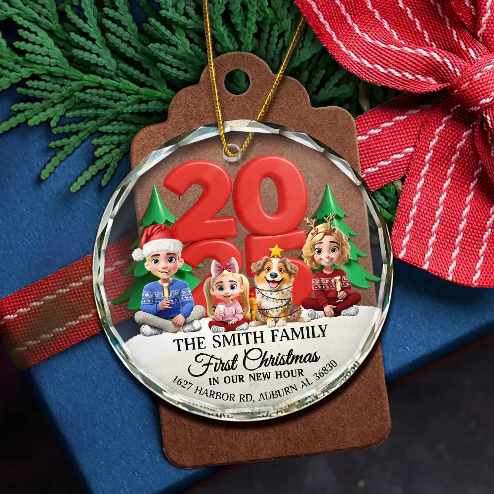 First Christmas In Our New Home Family Version - Personalized Circle Acrylic Ornament