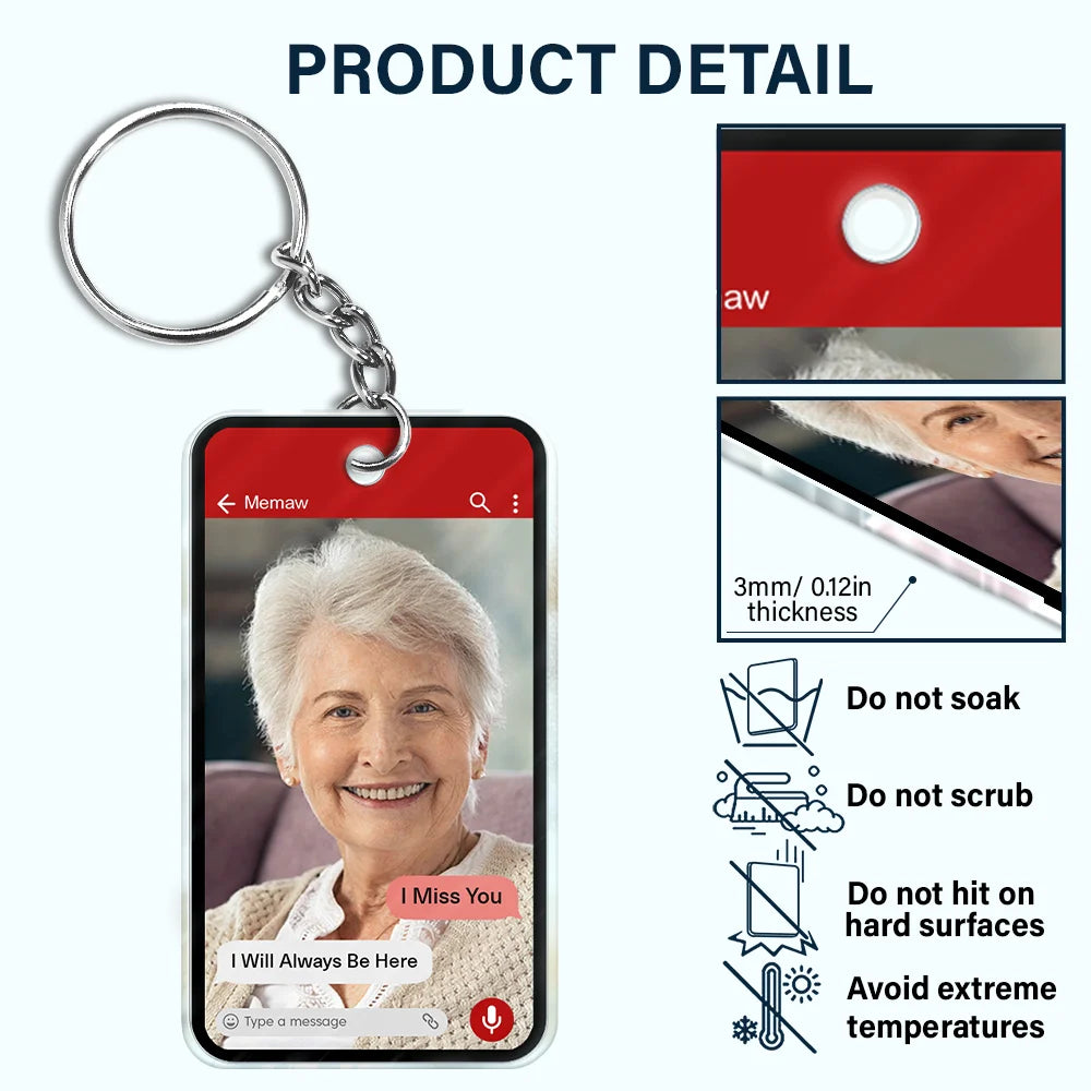 Custom Photo Memorial Message From Loved One - Personalized Acrylic Keychain